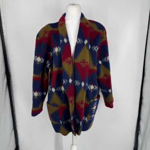 Vintage Forever Young Southwestern Aztec Pattern Fleece Cardigan Coat Size 2X - Picture 2 of 12